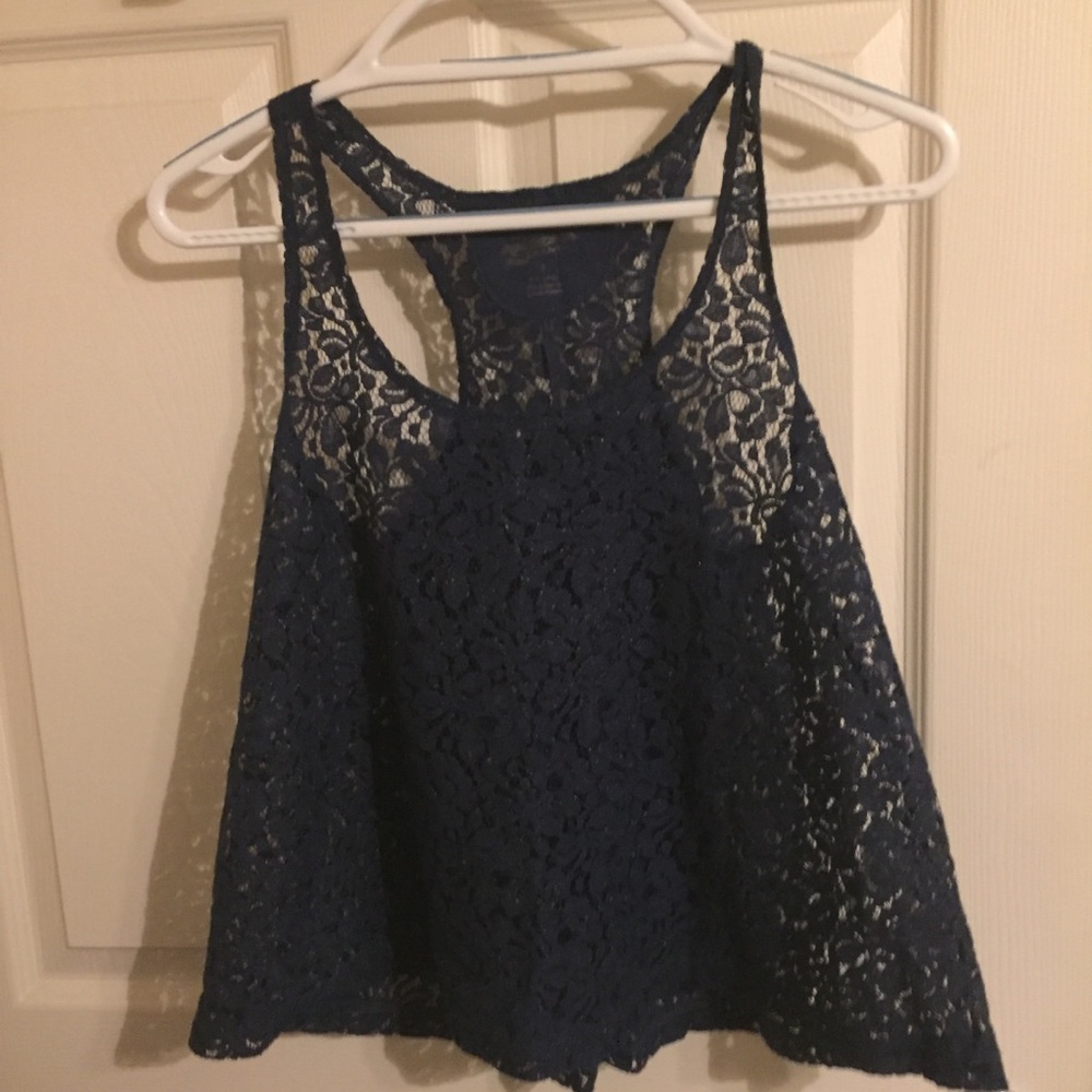 Navy blue lace top